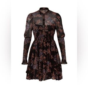 NWOT Free People ‘Fake Pretend’ Floral Black Mini Tunic Dress Sz S